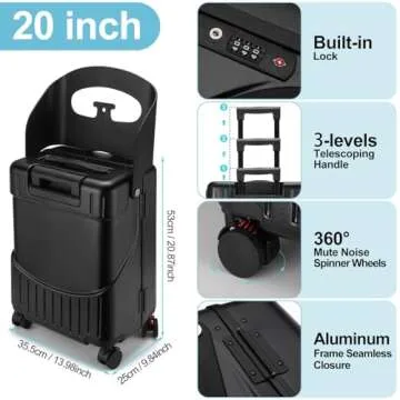 Bulyoou 20 Inch Ride on Luggage with Seat for Kids Expandable Ride on Suitcase with Spinner Wheels and Locks for Travel