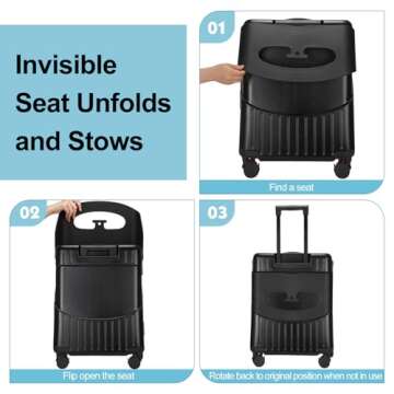 Bulyoou 20 Inch Ride on Luggage with Seat for Kids Expandable Ride on Suitcase with Spinner Wheels and Locks for Travel