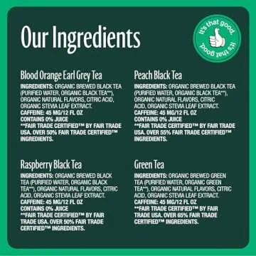 Zevia Organic Zero Sugar Tea Variety Pack - Refreshing Flavors