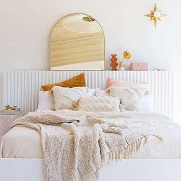 Banilla Bohemian Lumbar 12x20 Pillow Cover |100% Cotton Boho Throw Pillow Cover Perfect for Bed or Couch | Decorative Pillow Hand Tufted with Chunky Tassels | Natural White Lumbar Pillow Decorative