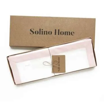 Solino Home Linen Placemats Set of 4-100% Pure Linen Cloth Fabric Placemats Blush Pink and White - 19" L x 14" W Inch Washable Dining Place Mats for Spring, Easter - Classic
