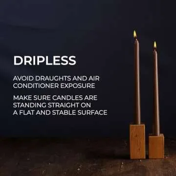 CANDWAX 10 inch Taper Candles Set of 4 - Dripless Tapered Candles and Unscented Candlesticks - Perfect as Dinner Candles and Household Candles - Brown Candles for Home Decor