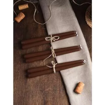 CANDWAX 10 inch Taper Candles Set of 4 - Dripless Tapered Candles and Unscented Candlesticks - Perfect as Dinner Candles and Household Candles - Brown Candles for Home Decor