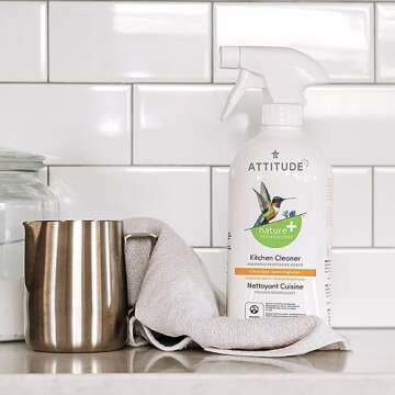 Eco-Friendly ATTITUDE Kitchen Cleaner & Dishwashing Liquid Bundle - Citrus Zest, EWG Verified, Plant...