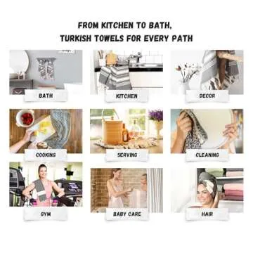 Bazaar Anatolia Hand Towels - Set of 4 | 39" x 19" - Decorative Turkish Hand Towel for Bathroom, 100% Cotton, Kitchen, Face, Hair, Tea, Dishcloth, Guest Towels Cream - Stripe Beige