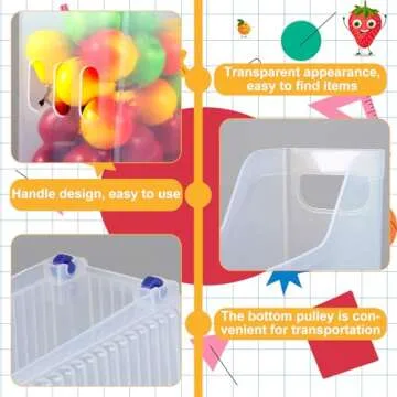 Olgaa 4 Pcs Freezer Organizer Bins with Wheel 2 Sizes Chest Freezer Organizer Small Kitchen Organization Clear Rolling Bin System for Fridge Shallow Pantry Snack Organizer for Office Cabinet Bathroom