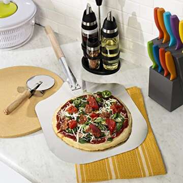 14-Inch Aluminum Pizza Peel with Wood Handle for Easy Use