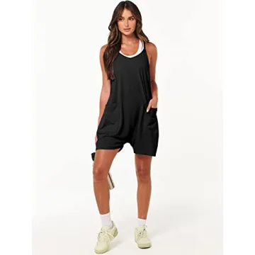 ANRABESS Women’s Summer Casual Sleeveless Romper with Pockets