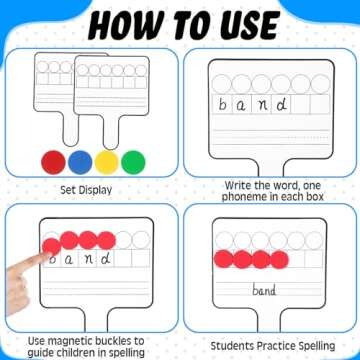 Seajan 9 Pcs Magnetic Paddle Set Education Dry Erase Double Side Handheld Answer Board with Magnetic Counters Discs Phonemic Awareness Phonics Games Toy for Students Kids Teaching Supply