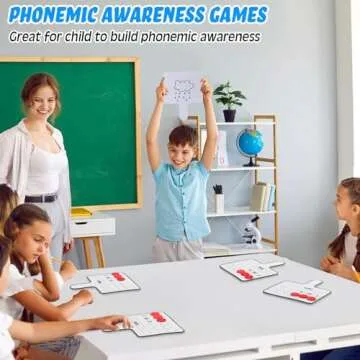 Seajan 9 Pcs Magnetic Paddle Set Education Dry Erase Double Side Handheld Answer Board with Magnetic Counters Discs Phonemic Awareness Phonics Games Toy for Students Kids Teaching Supply