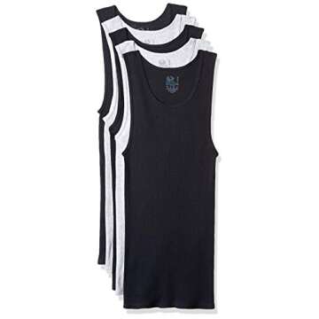 Fruit of the Loom Men's A-Shirt Multipack, 5 Pack-Black/Gray, Medium