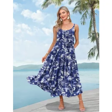 YESNO Summer Bohemian Floral Dresses with Pockets