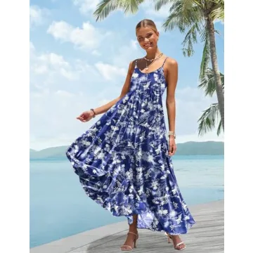 YESNO Summer Bohemian Floral Dresses with Pockets