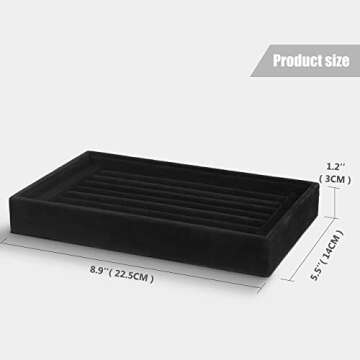 Velvet 7 Slots Ring Earrings Trays Showcase Display Jewelry Organizer VA003 (Black)