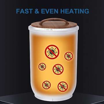 FLYHIT Luxury Towel Warmers for Bathroom - Wooden Lid, Large Towel Warmer Bucket, Auto Shut Off, Fits Up to Two 40"X70" Oversized Towels, Best Ideals