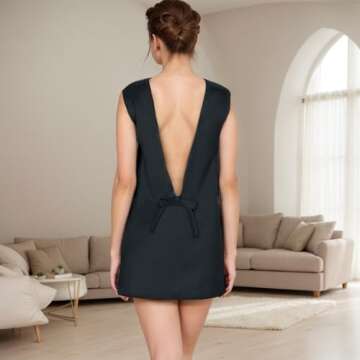 IDEWO Aesthetic Silk Cocktail Dress for Stylish Women