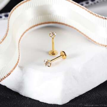 AccGin 8Pcs Threadless Push in Nose Stud Rings