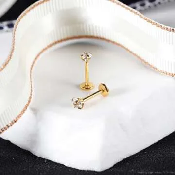 AccGin 8Pcs Threadless Push in Nose Stud Rings