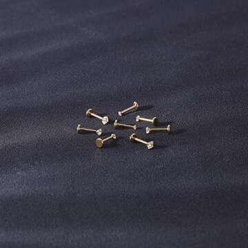 AccGin 8Pcs Threadless Push in Nose Stud Rings