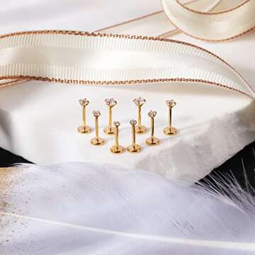 AccGin 8Pcs Threadless Push in Nose Stud Rings