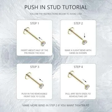 AccGin 8Pcs Threadless Push in Nose Stud Rings