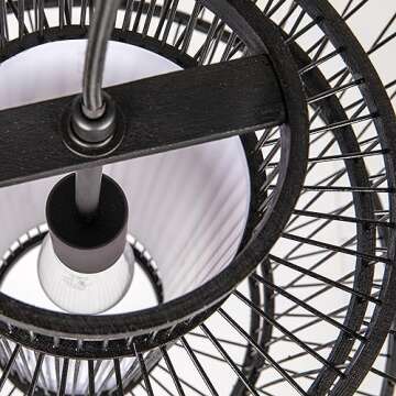 Creative Co-Op EC1415 Boho Tiered Bamboo Chandelier, Black Pendant