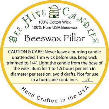 Bee Hive Candles 100% Pure Beeswax Pillar Candle (3" x 4")