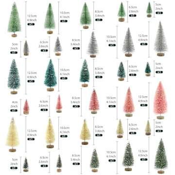 30 PCS Mini Bottle Brush Christmas Trees with Wood Base, Small Pine Tree Sisal Trees for Christmas Table Top Decor Winter Crafts Ornaments