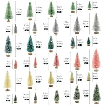30 PCS Mini Bottle Brush Christmas Trees with Wood Base, Small Pine Tree Sisal Trees for Christmas Table Top Decor Winter Crafts Ornaments