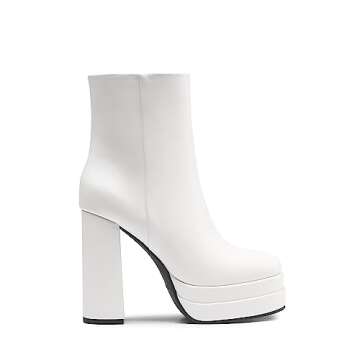 DREAM PAIRS Women's Platform Gogo Ankle Boots High Chunky Heels Square Toe Comfort Party Dress Booties Shoes for Women