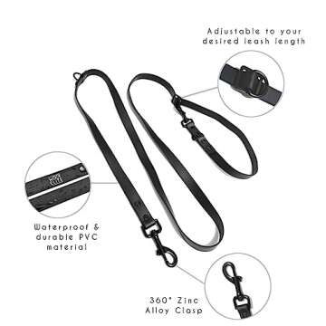 WOOFELITE Hands-Free Adjustable Waterproof Dog Leash - 7 FT