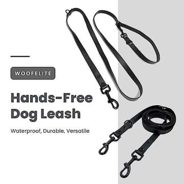 WOOFELITE Hands-Free Adjustable Dog Leash - 7 FT Black