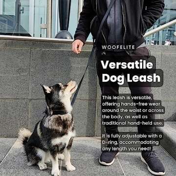 WOOFELITE Hands-Free Adjustable Dog Leash - 7 FT Black