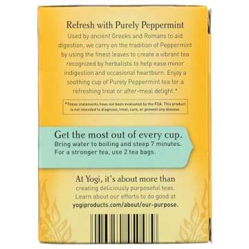Yogi Purely Peppermint Tea 16BAGS NET WT 0.85OZ (24G)