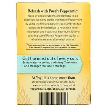 Yogi Purely Peppermint Tea 16BAGS NET WT 0.85OZ (24G)