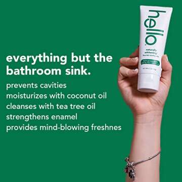 Hello Naturally Whitening Fluoride Toothpaste, Farm Grown Mint, Vegan, SLS Free, Gluten Free, Peroxide Free, 4.7 Ounce (Pack of 4)