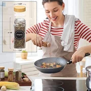 NETANY Bamboo Spice Drawer Organizer with Jars and Labels, 20-Piece Set, 17" x 12" x 3 3/4"