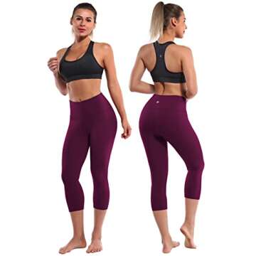 BUBBLELIME 15"/19" Women High Waist Yoga Pants Basic/Side Pockets Workout Basic High Waist 19"_Grape...