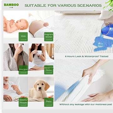 GRT Rayon Bamboo Waterproof Mattress Protector Cal King Size - 3D Air Fiber Cooling Mattress Cover Breathable Ultra Soft, Mattress Pad Noiseless Fits up to 26'' Deep Pocket Mattress Machine Washable
