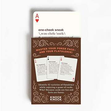 Knock Knock 52 Farts Playing Cards Deck, Adult-Humor Playing Cards Deck (AKA Not Kiddo Friendly!)