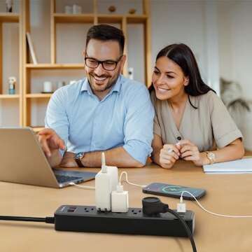 Power Strip, SUPERDANNY 5-Outlet Surge Protector, 3 USB Ports, 4.5 Ft Extension Cord, 900 Joules, Mountable, Overload Switch, Protected Indicator Light, Multiple Protections for Home Office, Black