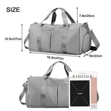 forestfish Sports Gym Bag Travel Duffel Bag with Dry Wet Pocket & Shoes Compartment for Women and Me...