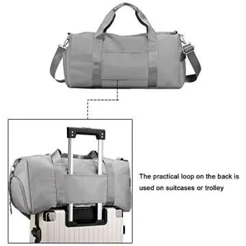 forestfish Sports Gym Bag Travel Duffel Bag with Dry Wet Pocket & Shoes Compartment for Women and Men (Grey)