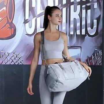 forestfish Sports Gym Bag Travel Duffel Bag with Dry Wet Pocket & Shoes Compartment for Women and Men (Grey)