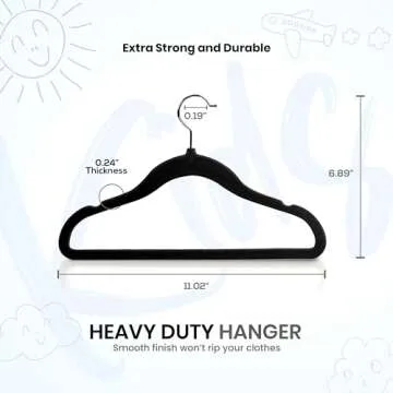 Utopia Home Kids Hangers Velvet (60 Pack) - 11 Inch Durable Baby Hangers for Closet - Perfect Toddle...
