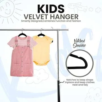 Utopia Home Kids Hangers Velvet (60 Pack) - 11 Inch Durable Baby Hangers for Closet - Perfect Toddler Hangers Non Slip for Everyday Use (Black)