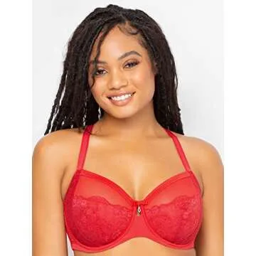 Curvy Couture Women's Plus Size Luxe Lace Underwire Bra, Crantastic, 34DD
