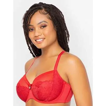 Curvy Couture Women's Plus Size Luxe Lace Underwire Bra, Crantastic, 34DD