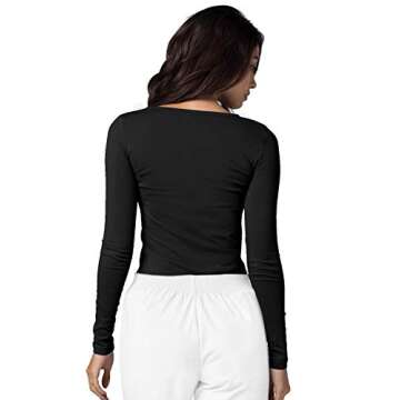 Adar Uniforms, Underscrubs for Women - Long Sleeve Underscrub Comfort Tee - 2900 - Black - XS