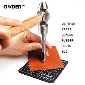OWDEN 6 Pieces Hollow Hole Punch Set (1/8" - 5/16"),Leather Punch Tools, with A Free Cutting MAT